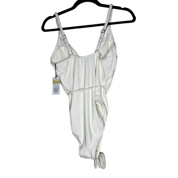NWT Shade & Shore Braid Detail Extra High Leg One Piece Off White Swimsuit M - Picture 8 of 8